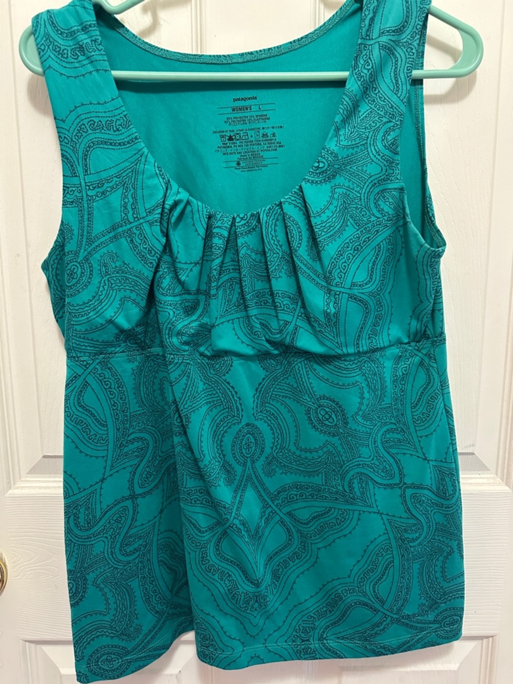 Patagonia Teal Paisley-Print Sleeveless Tank